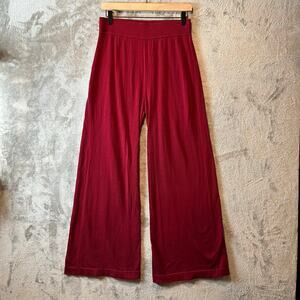 Peruvian Connection Odeon Wide Leg Pants Size Medium Pima Cotton Cabernet Red